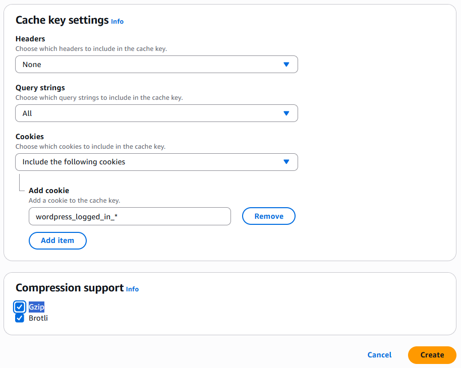 Create CloudFront Caching Policy